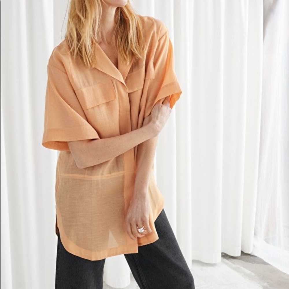 & Other Stories Oversized S/S Button Down Sz 2